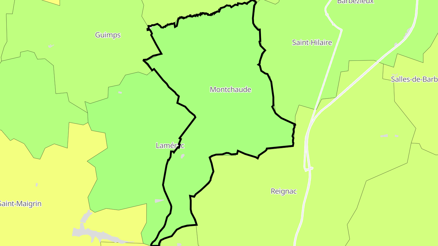 Carte des prix de l'immobilier Montchaude