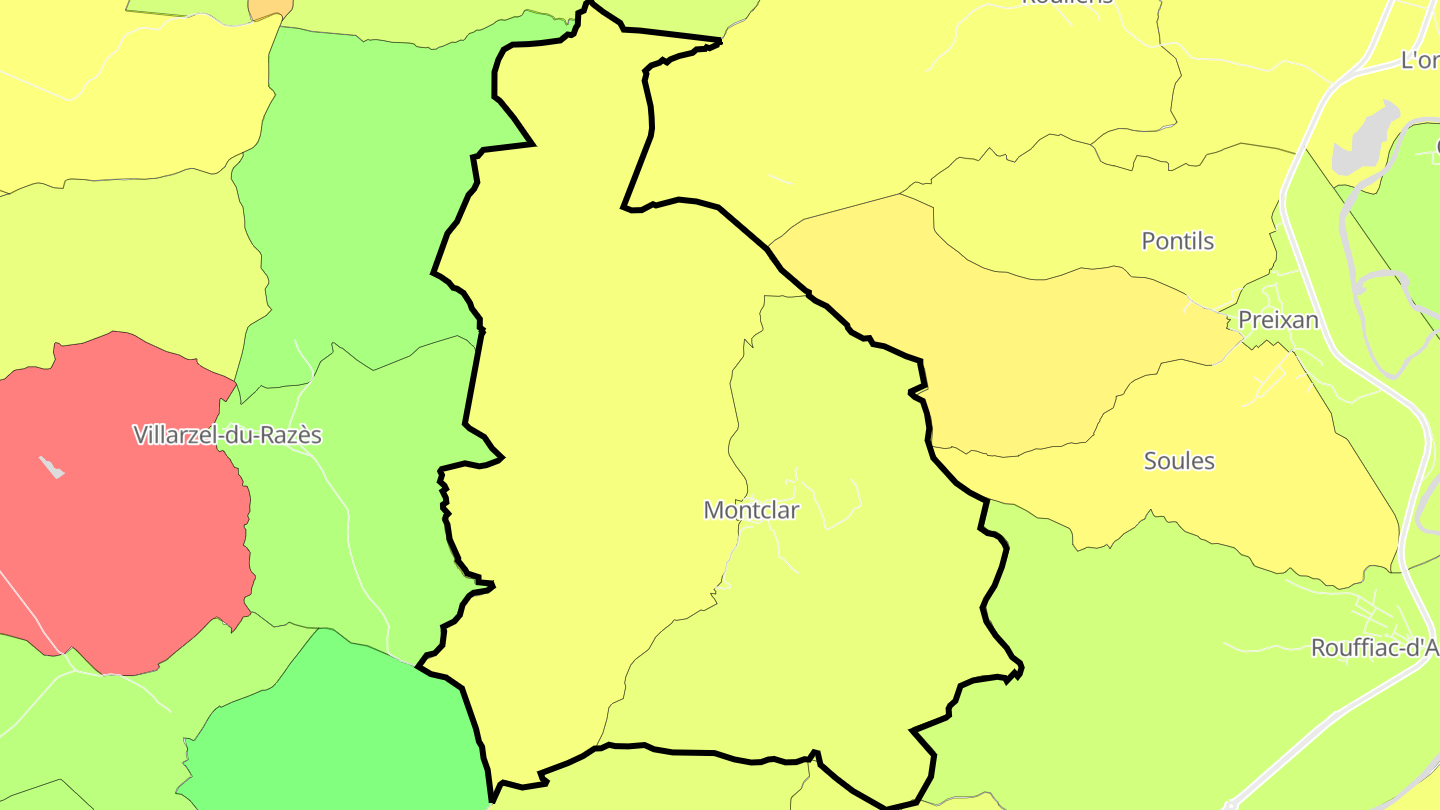 Carte des prix de l'immobilier Montclar