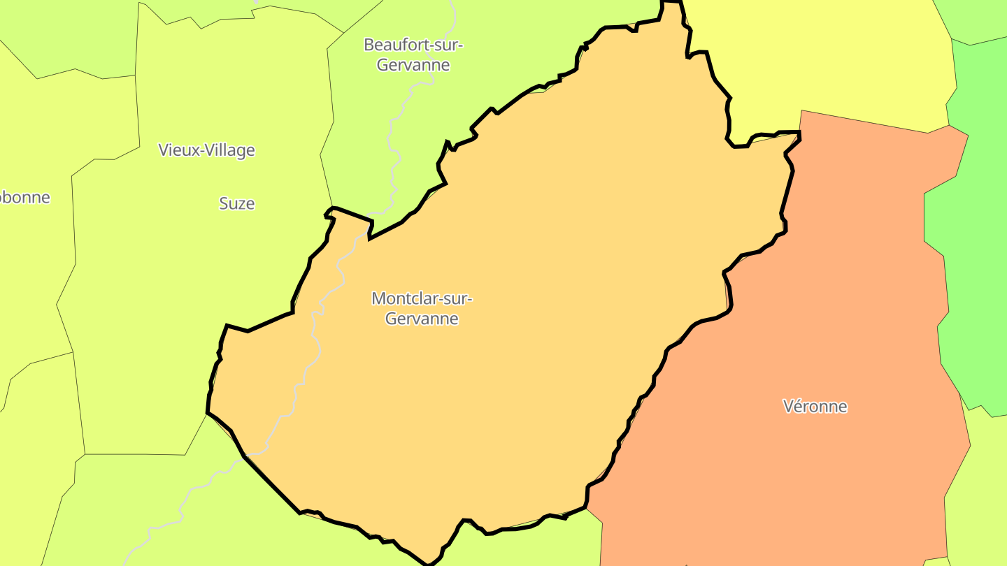 Carte des prix de l'immobilier Montclar-sur-Gervanne