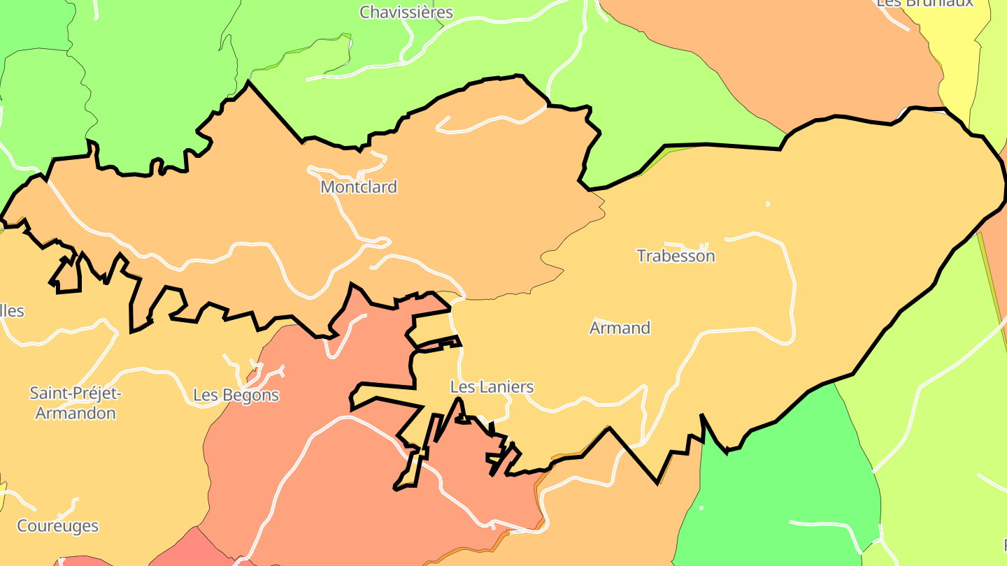 Carte des prix de l'immobilier Montclard