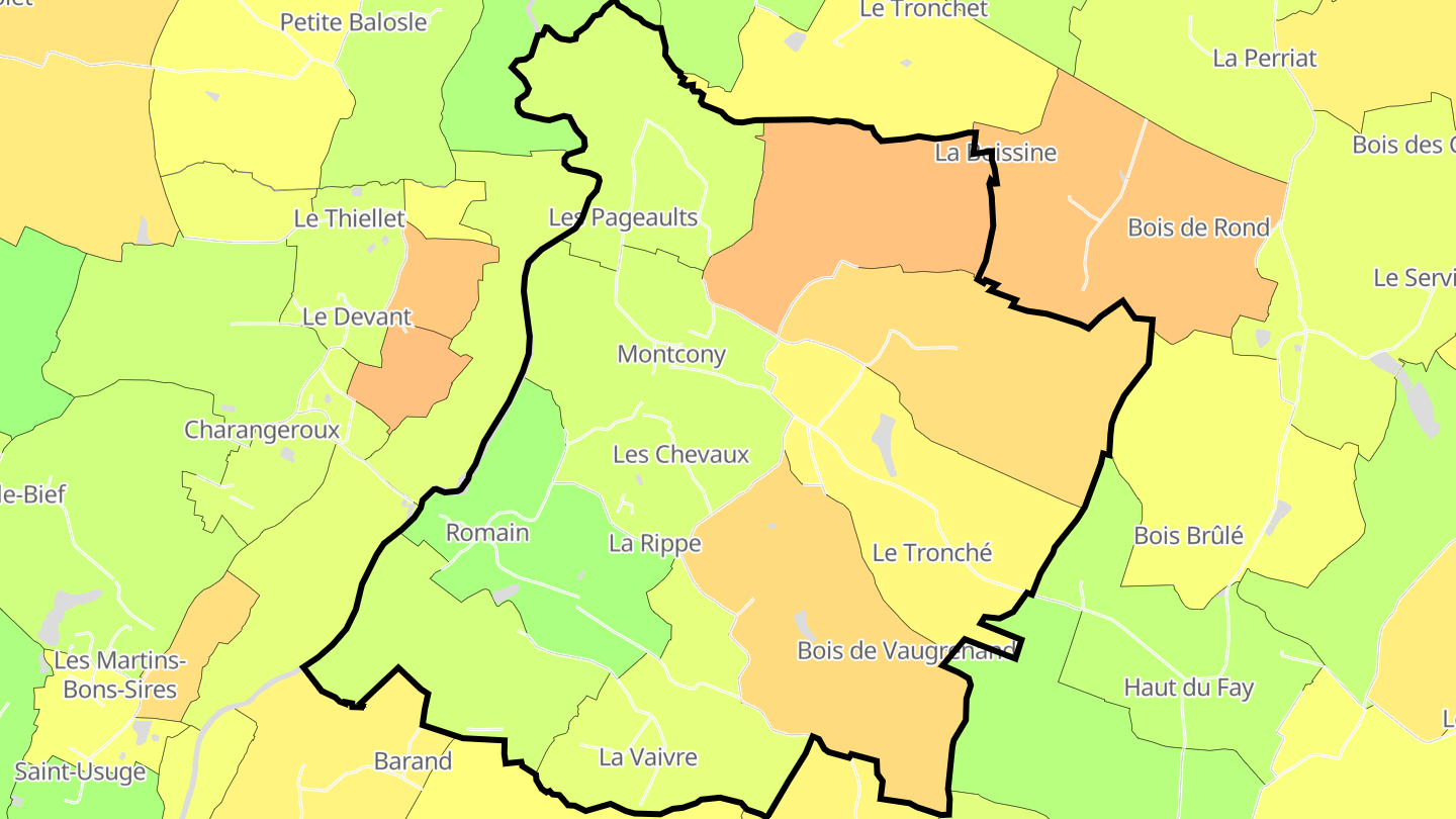 Carte des prix de l'immobilier Montcony