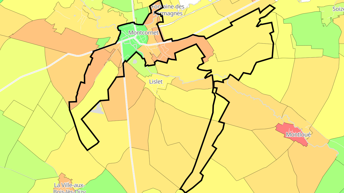 Carte des prix de l'immobilier Montcornet