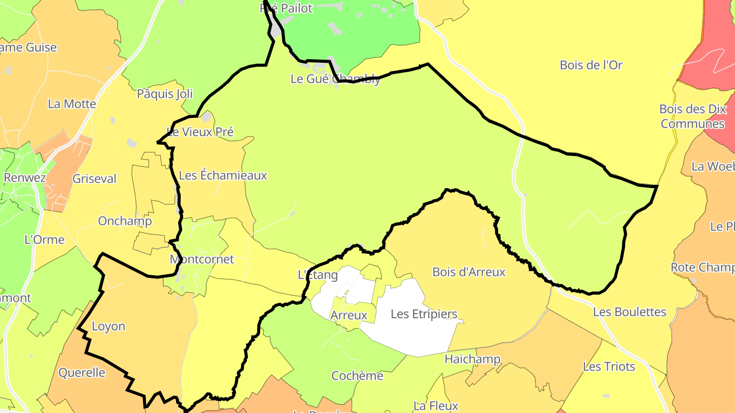 Carte des prix de l'immobilier Montcornet
