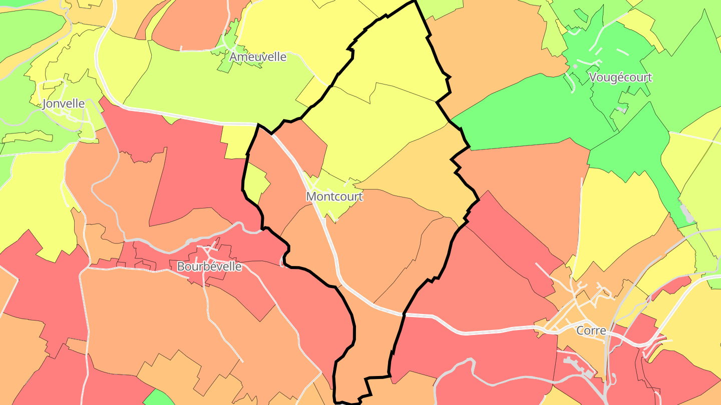 Carte des prix de l'immobilier Montcourt