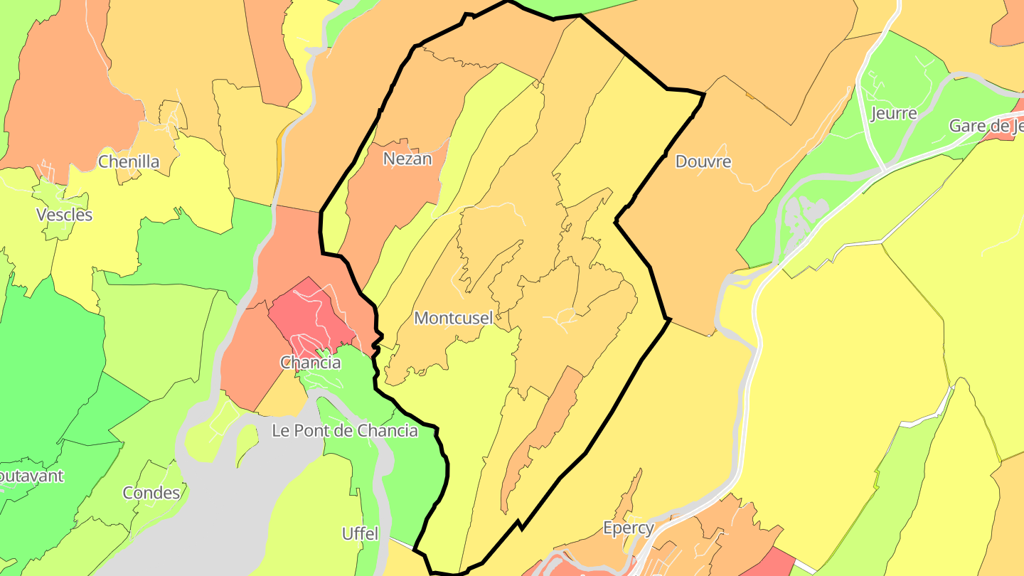 Carte des prix de l'immobilier Montcusel