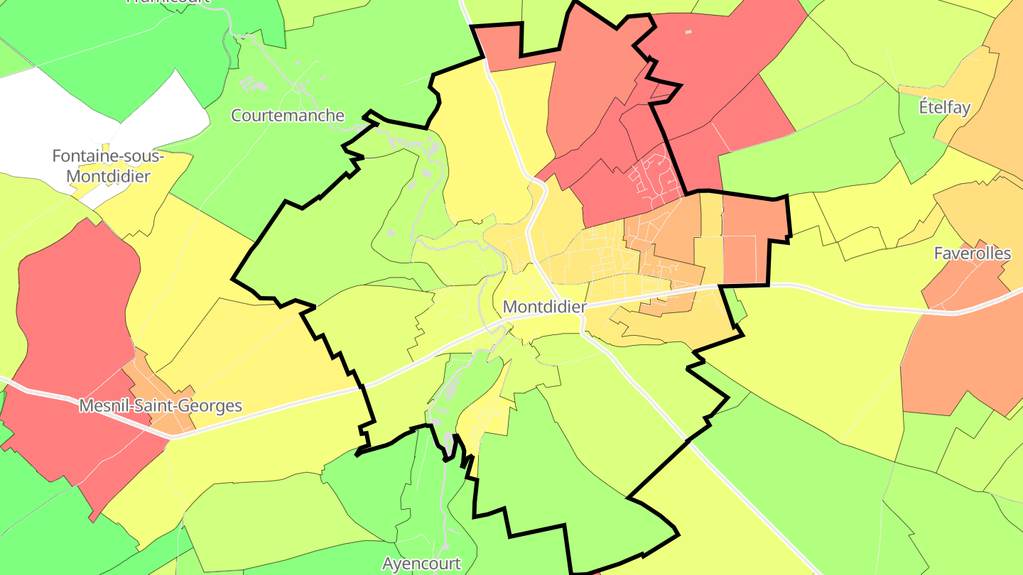 Carte des prix de l'immobilier Montdidier
