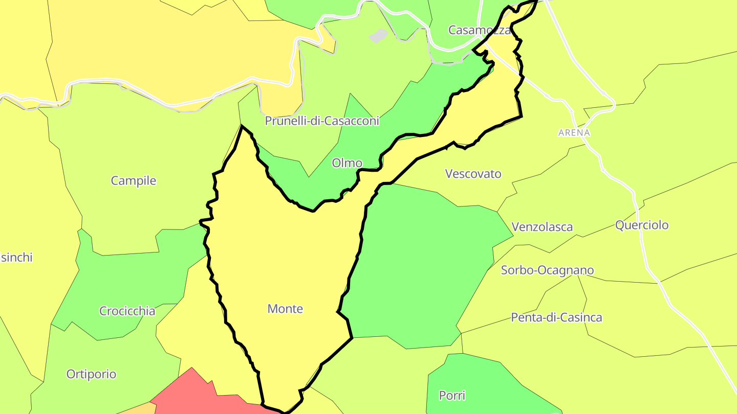 Carte des prix de l'immobilier Monte