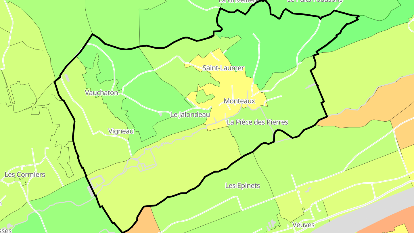 Carte des prix de l'immobilier Monteaux