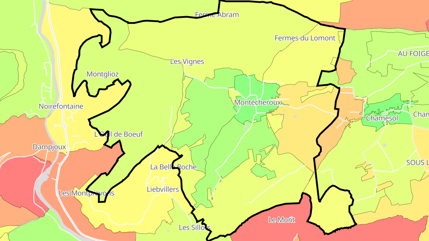 Carte des prix de l'immobilier Montécheroux
