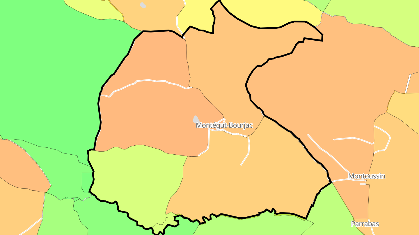 Carte des prix de l'immobilier Montégut-Bourjac