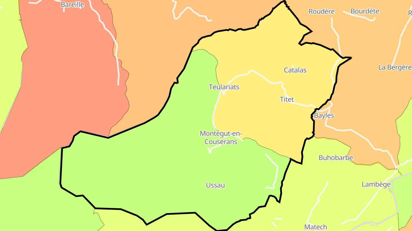 Carte des prix de l'immobilier Montégut-en-Couserans