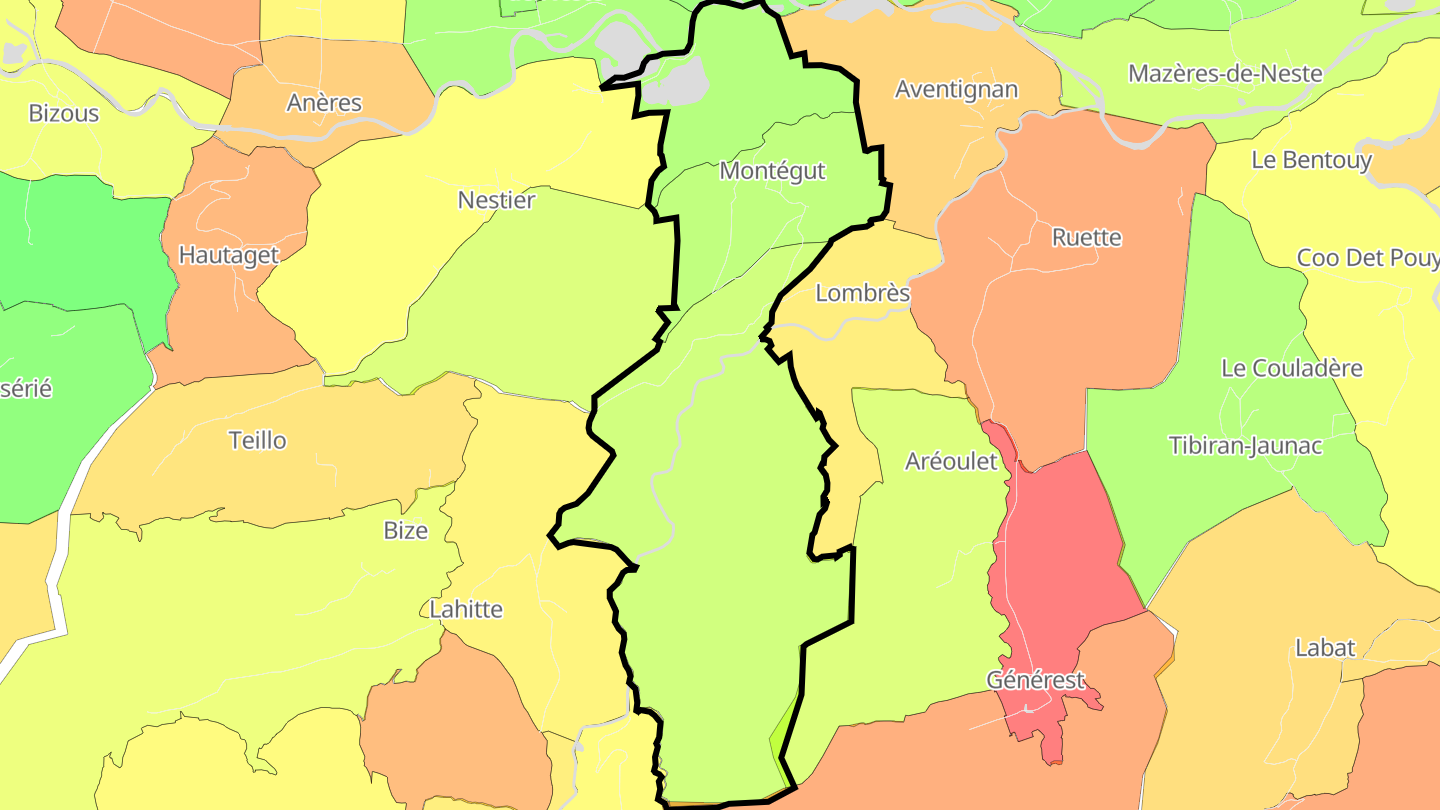 Carte des prix de l'immobilier Montégut