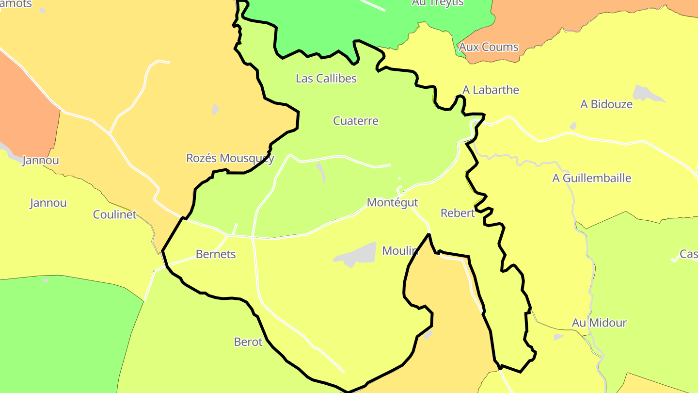 Carte des prix de l'immobilier Montégut