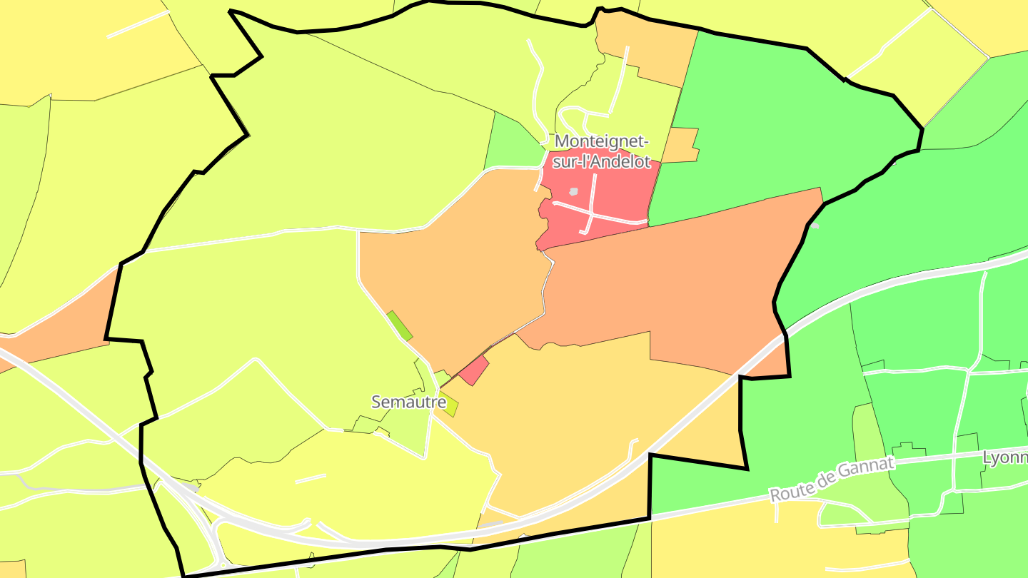 Carte des prix de l'immobilier Monteignet-sur-l'Andelot
