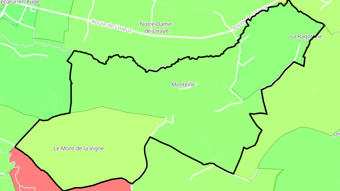 Carte des prix de l'immobilier Monteille
