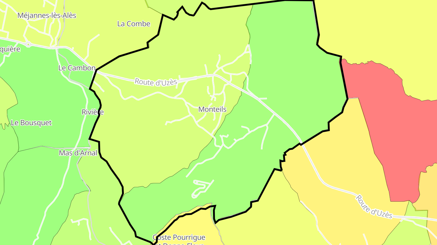 Carte des prix de l'immobilier Monteils
