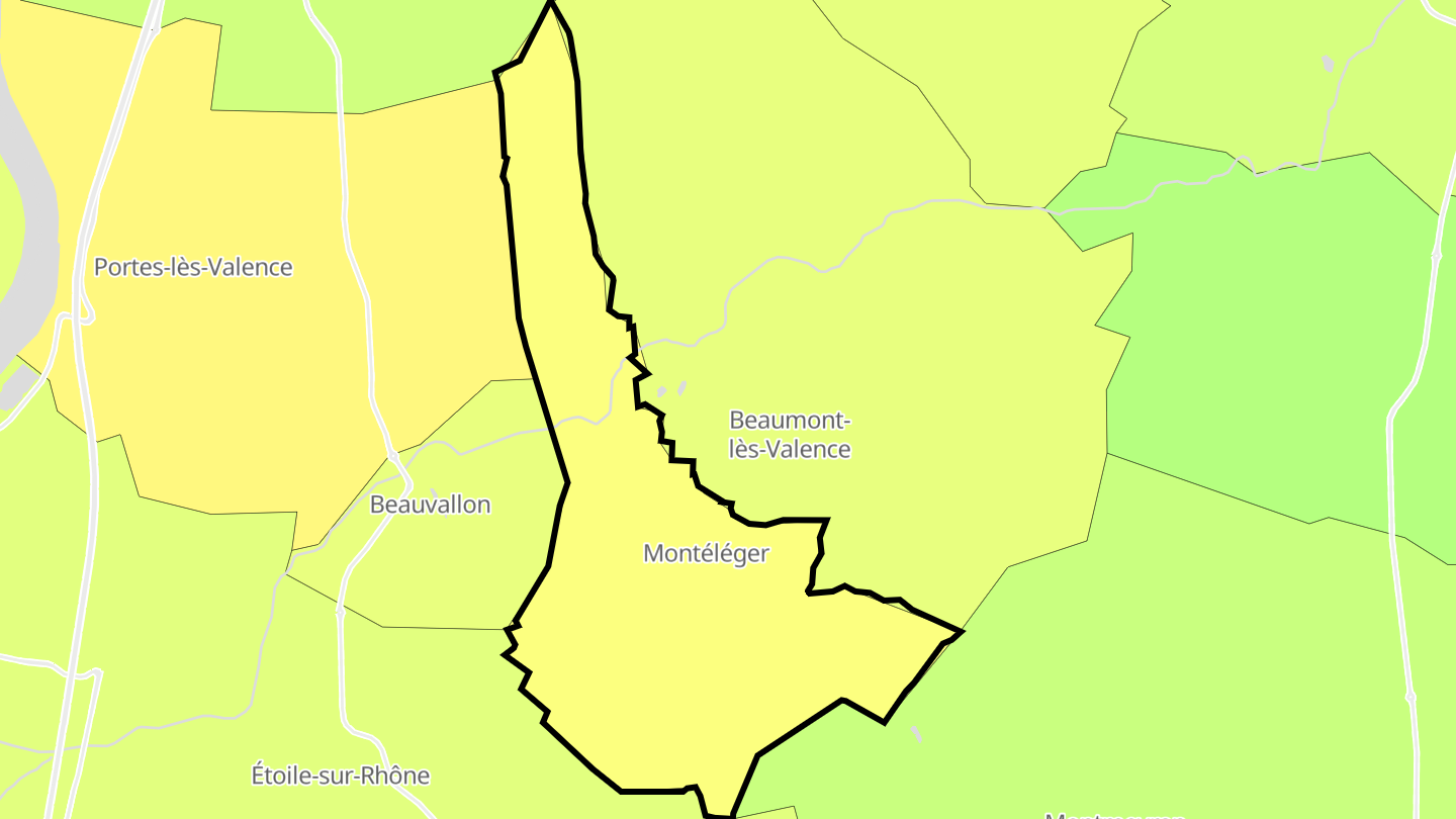 Carte des prix de l'immobilier Montéléger