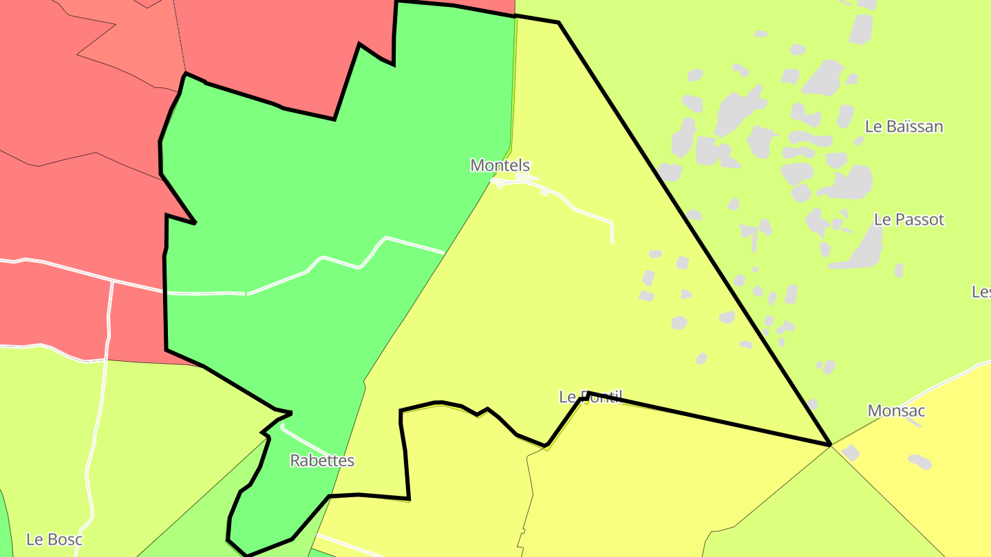 Carte des prix de l'immobilier Montels