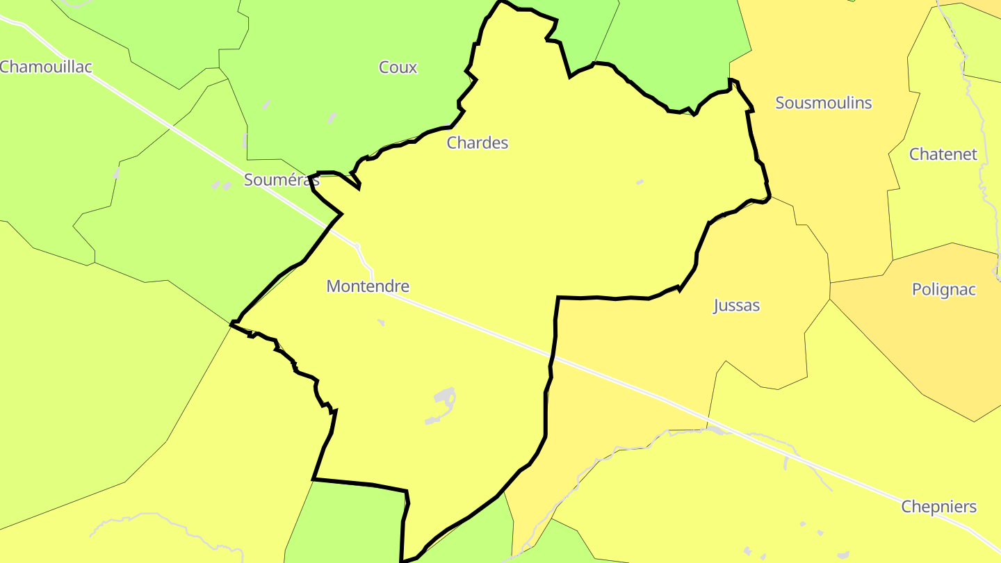 Carte des prix de l'immobilier Montendre