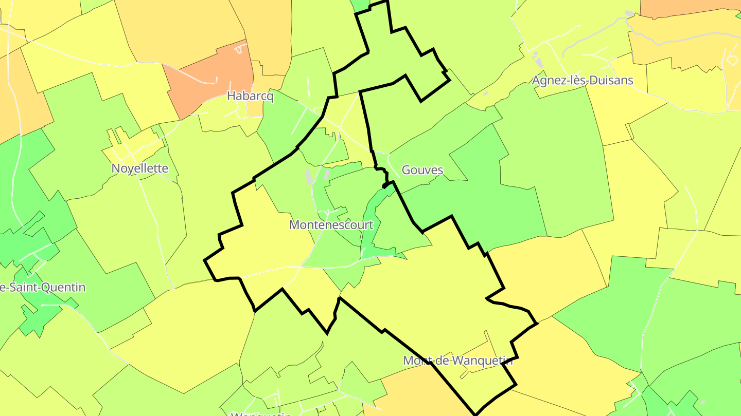 Carte des prix de l'immobilier Montenescourt