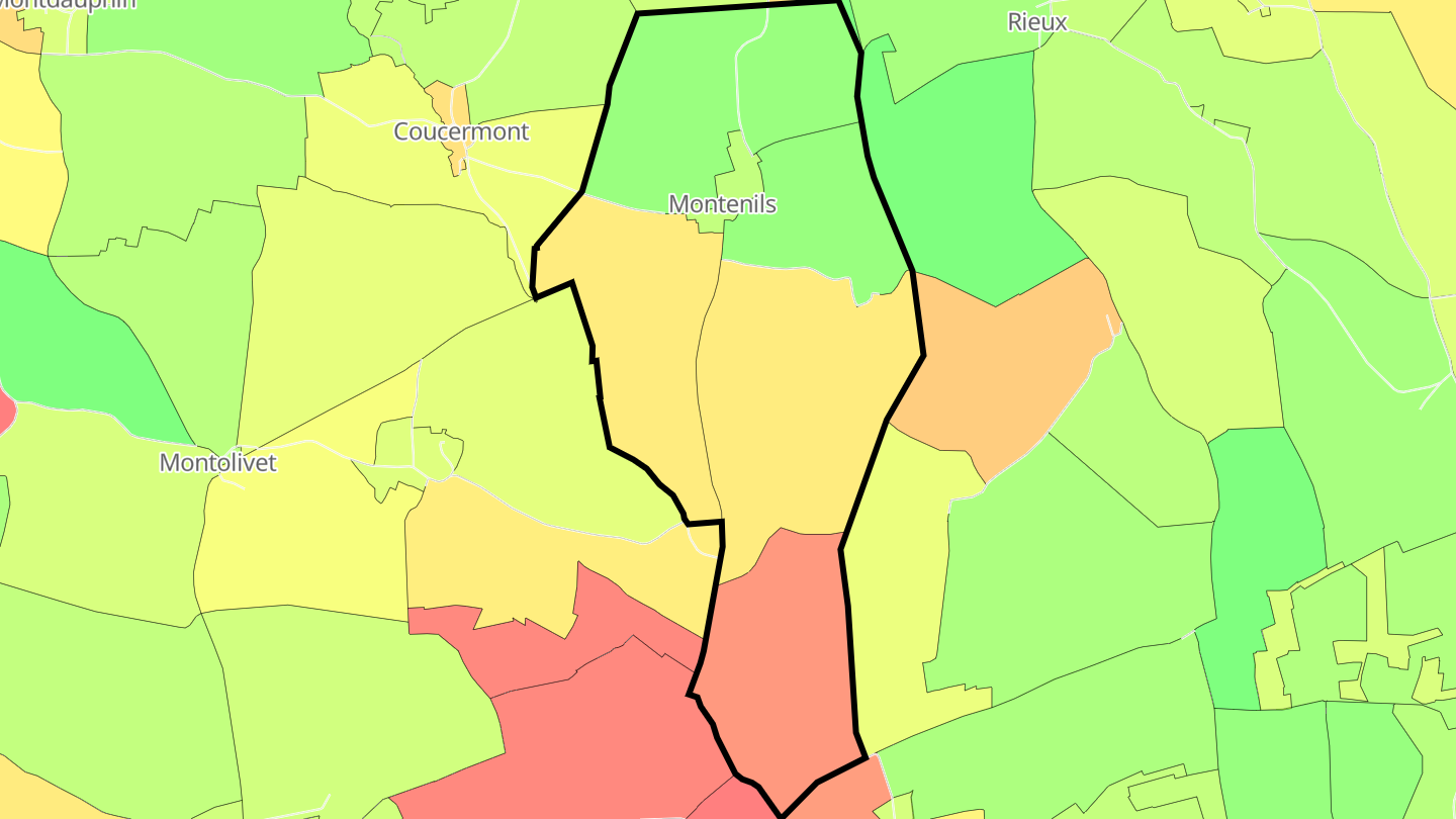 Carte des prix de l'immobilier Montenils