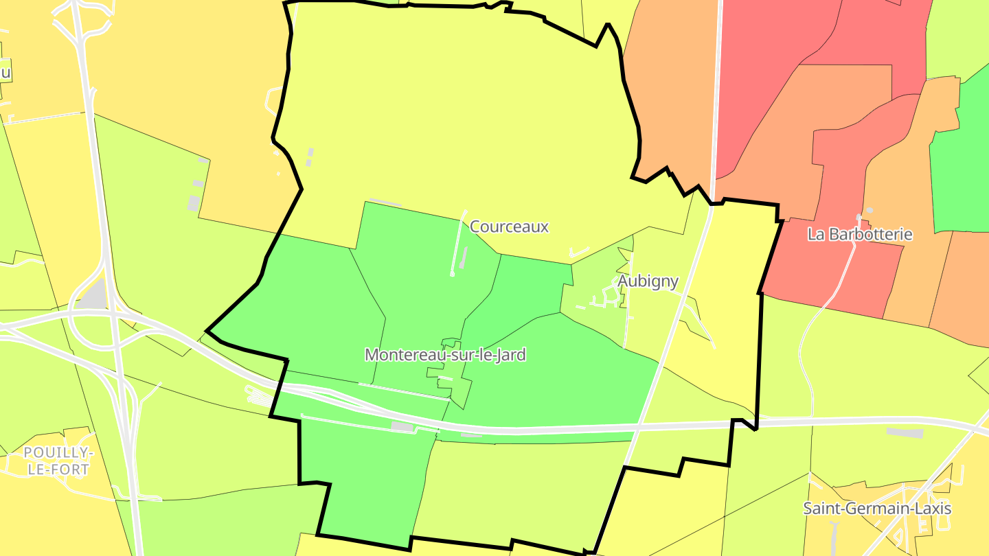 Carte des prix de l'immobilier Montereau-sur-le-Jard