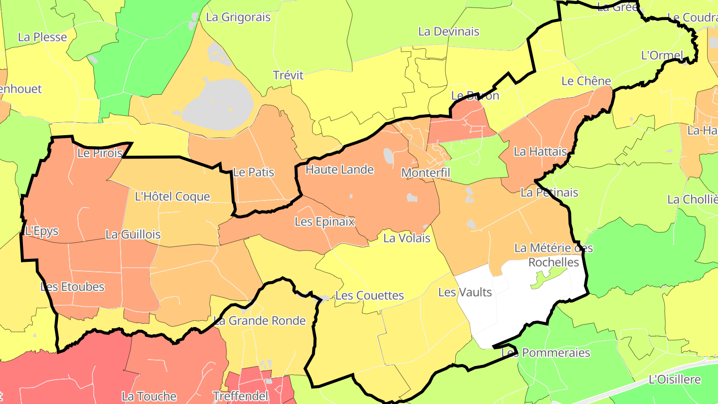 Carte des prix de l'immobilier Monterfil