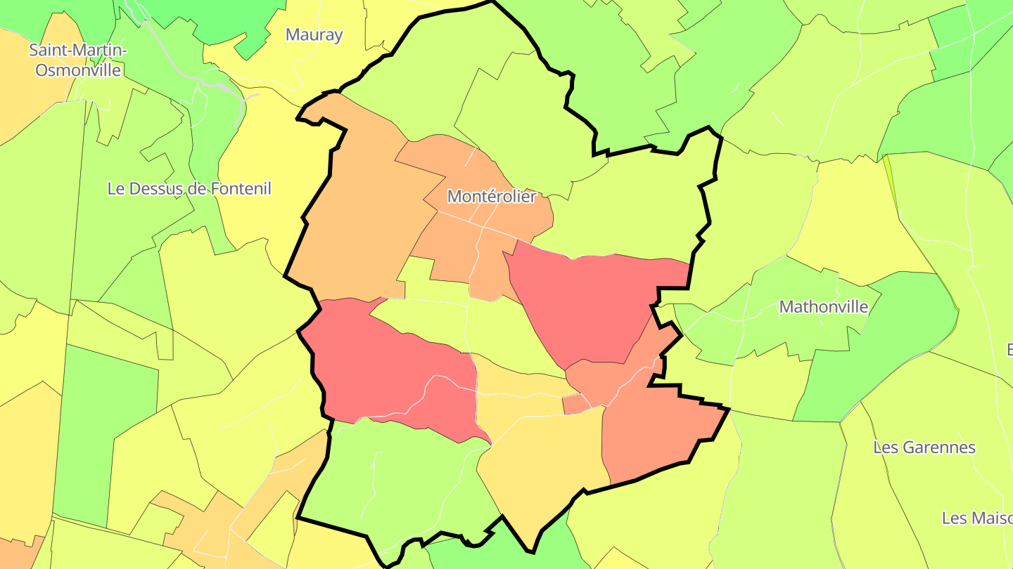 Carte des prix de l'immobilier Montérolier