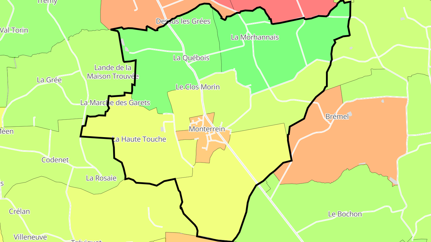 Carte des prix de l'immobilier Monterrein