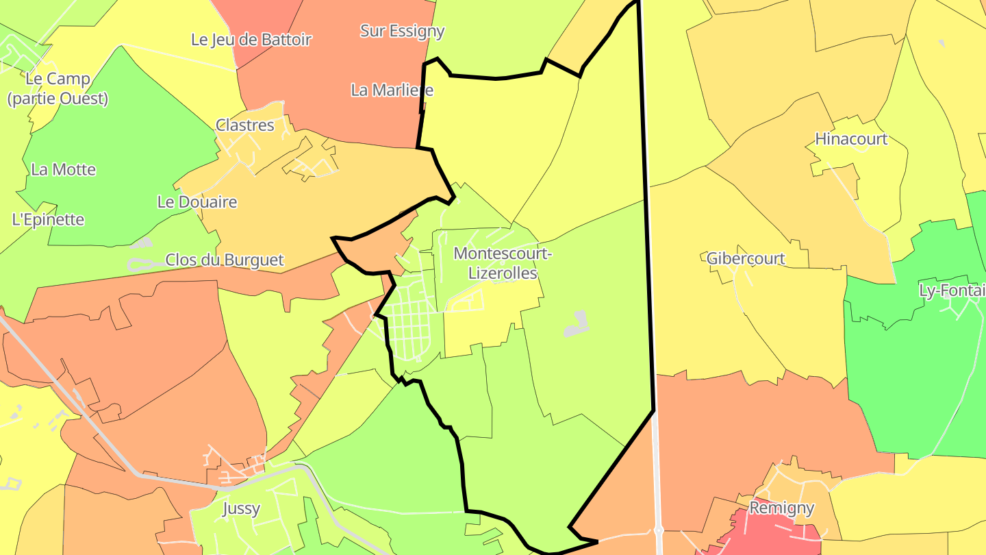 Carte des prix de l'immobilier Montescourt-Lizerolles