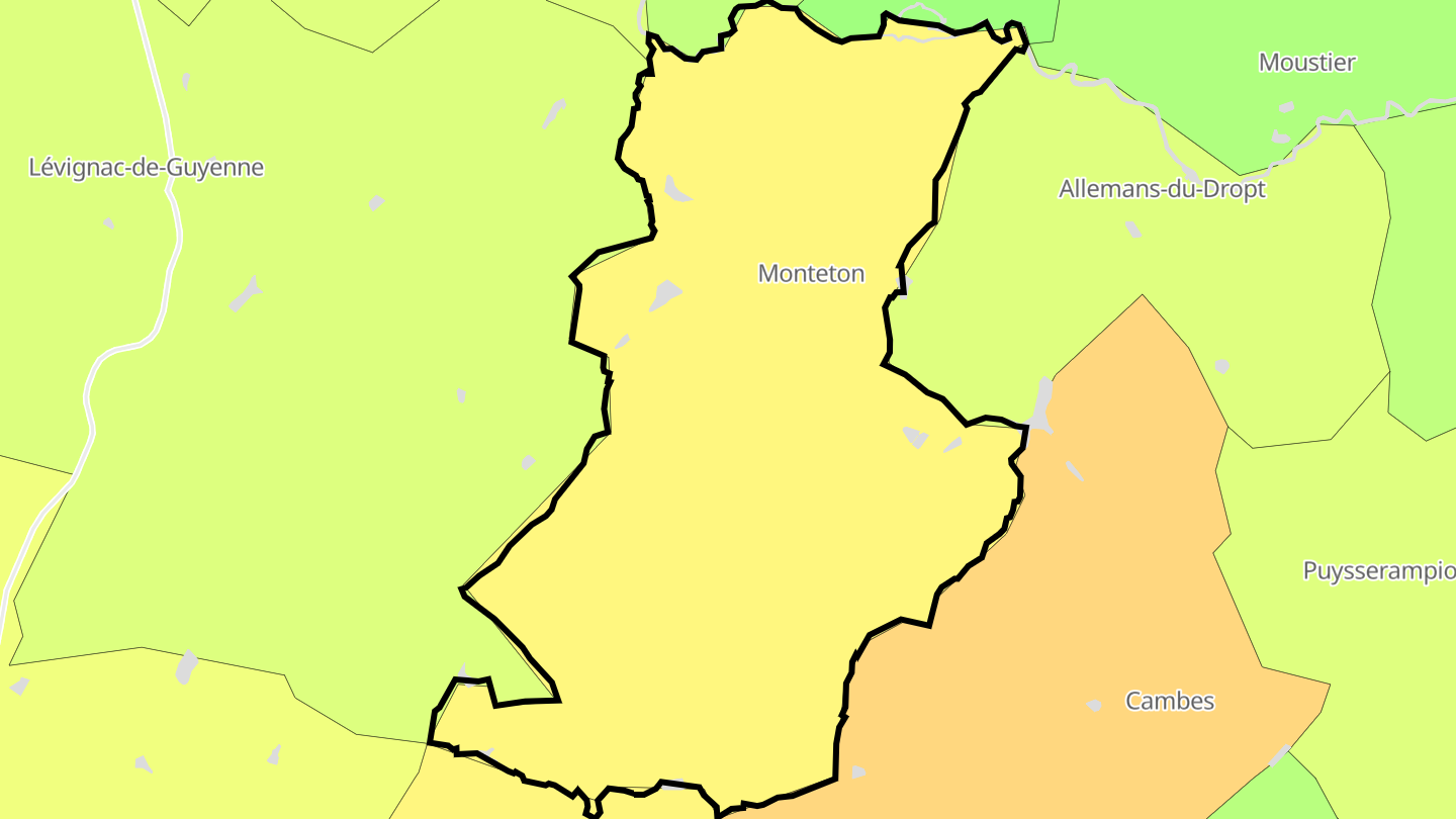 Carte des prix de l'immobilier Monteton