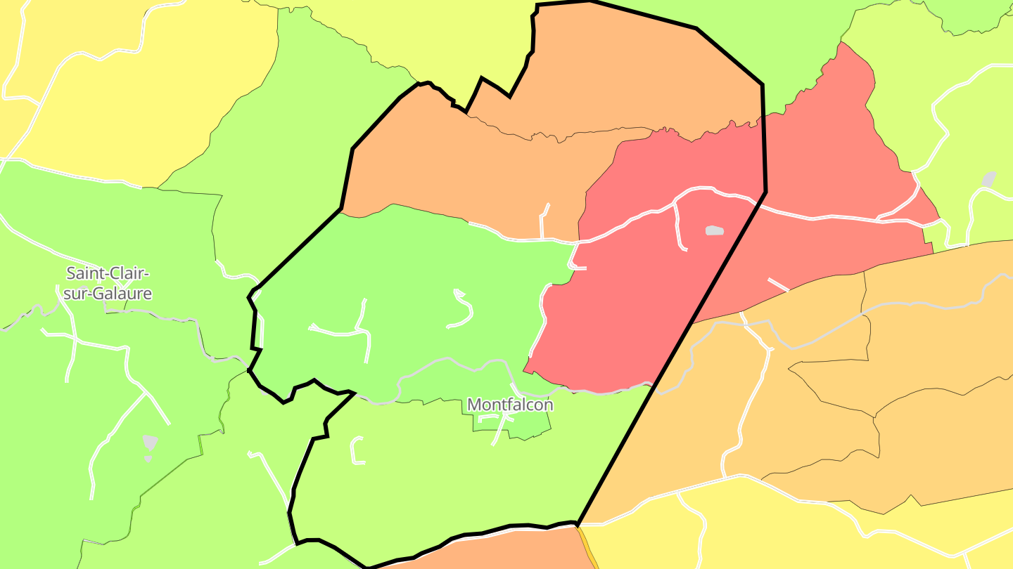 Carte des prix de l'immobilier Montfalcon