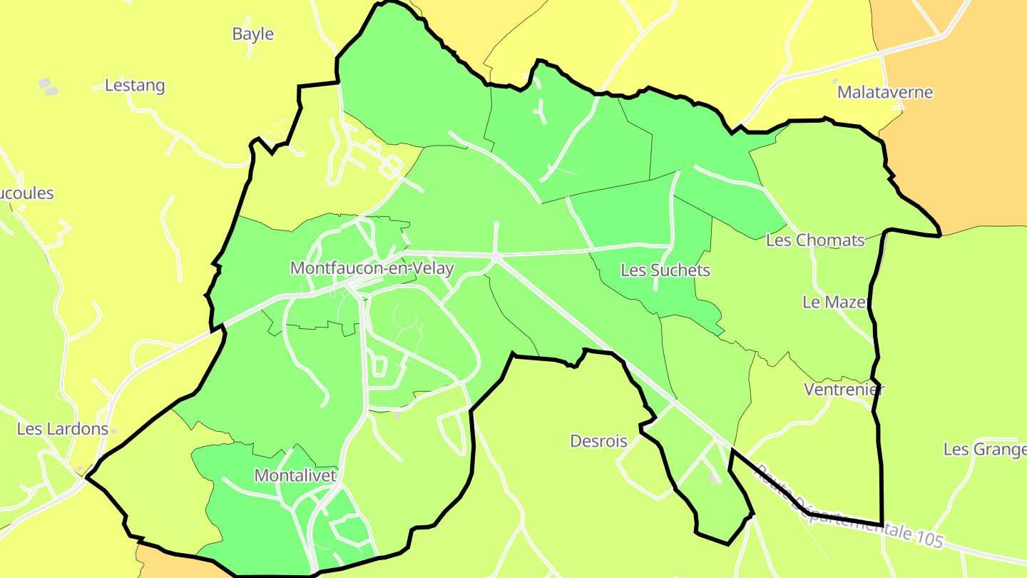 Carte des prix de l'immobilier Montfaucon-en-Velay