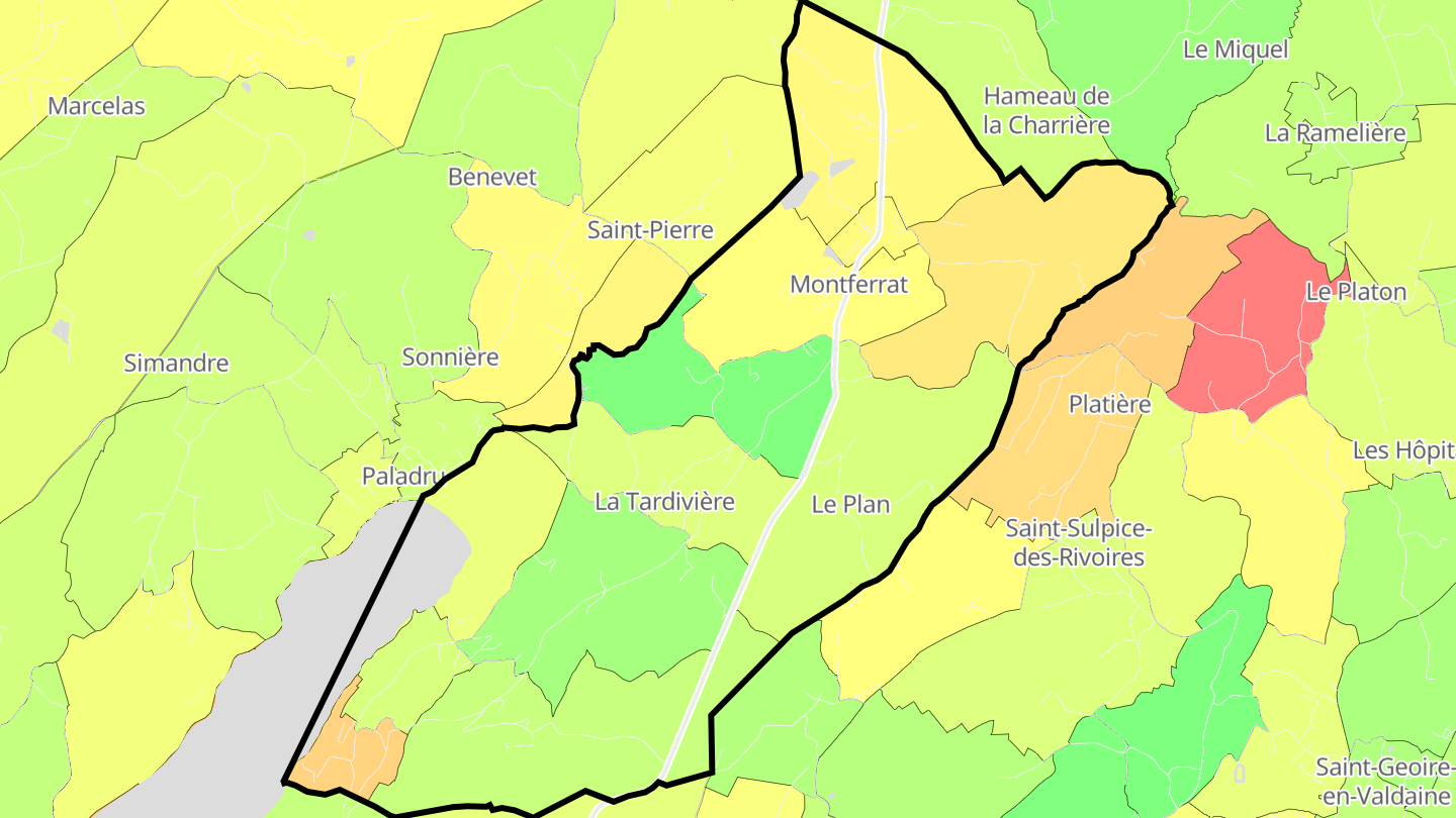 Carte des prix de l'immobilier Montferrat