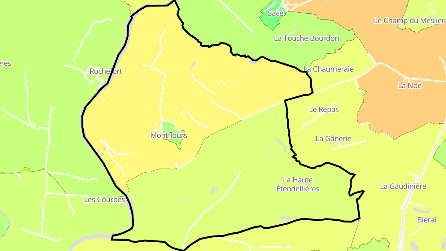 Carte des prix de l'immobilier Montflours