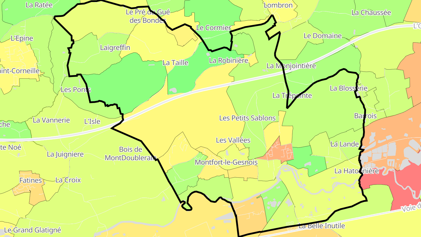 Carte des prix de l'immobilier Montfort-le-Gesnois