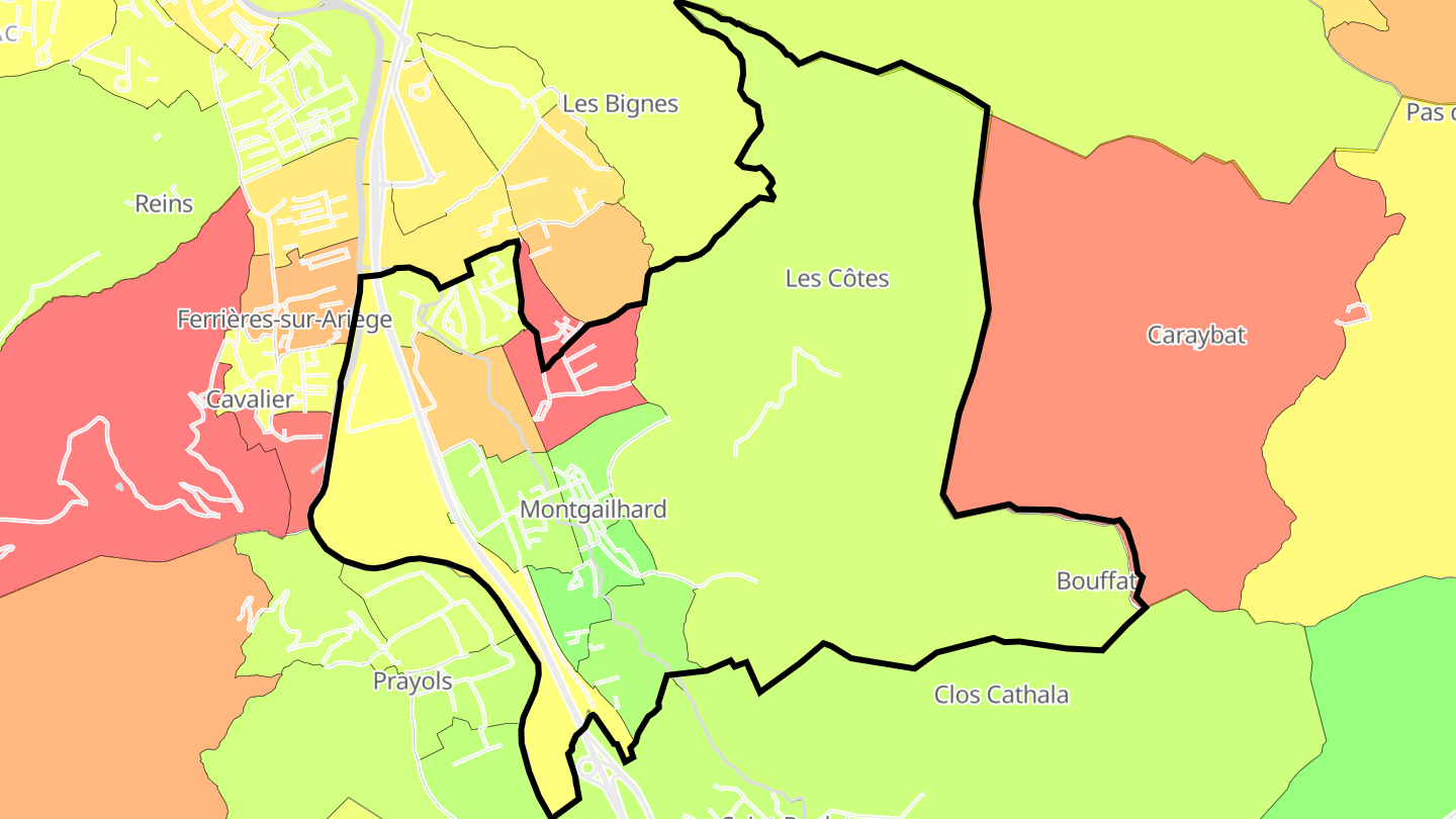 Carte des prix de l'immobilier Montgailhard