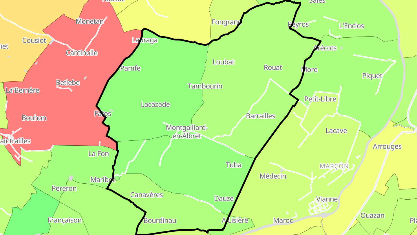 Carte des prix de l'immobilier Montgaillard-en-Albret