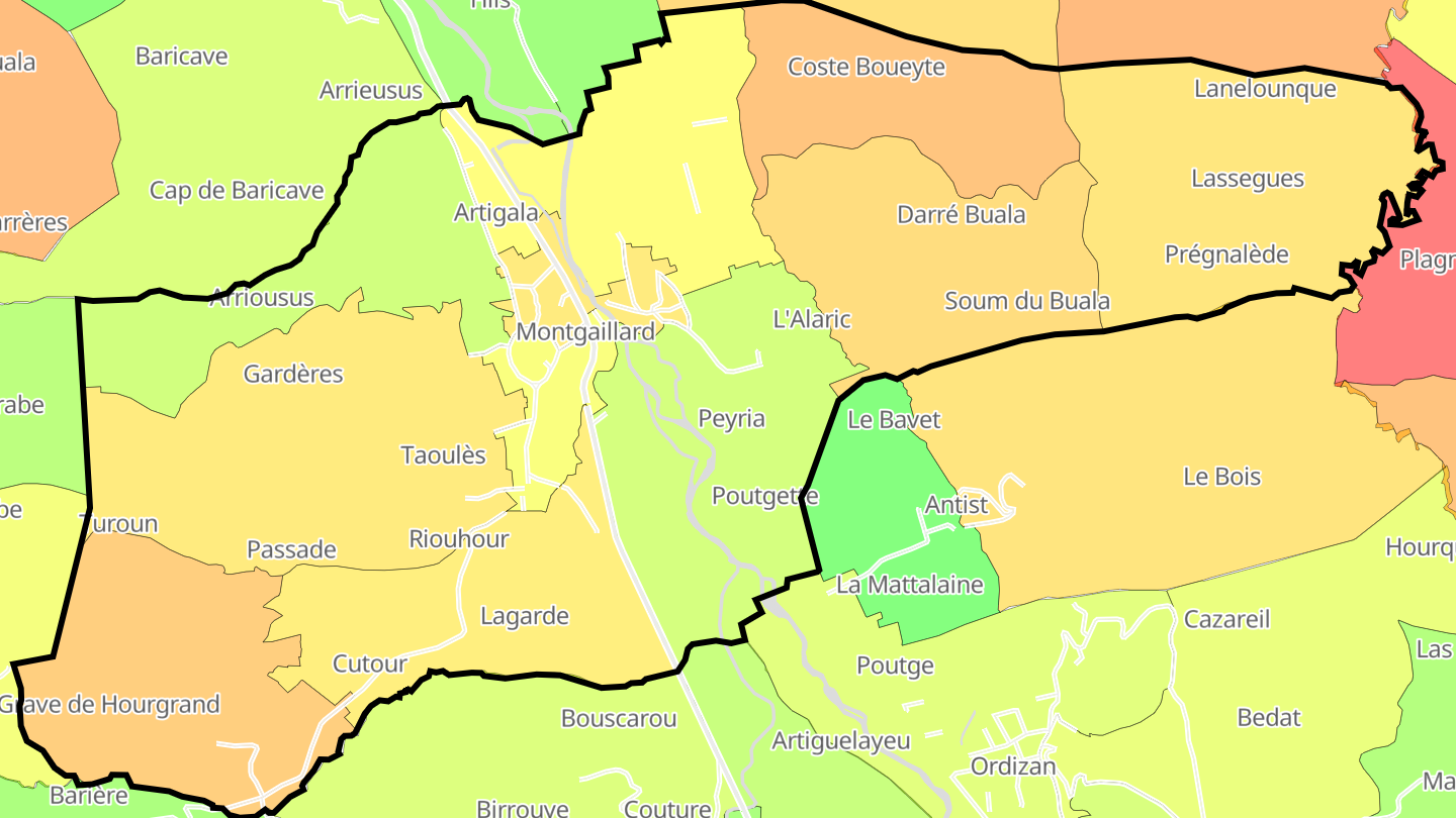 Carte des prix de l'immobilier Montgaillard
