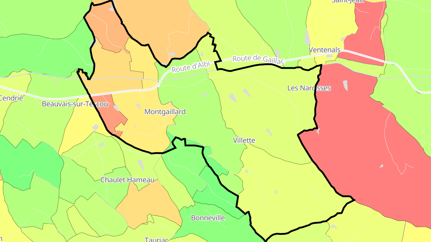 Carte des prix de l'immobilier Montgaillard