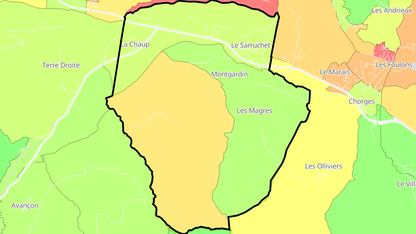 Carte des prix de l'immobilier Montgardin