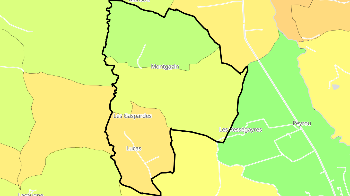 Carte des prix de l'immobilier Montgazin