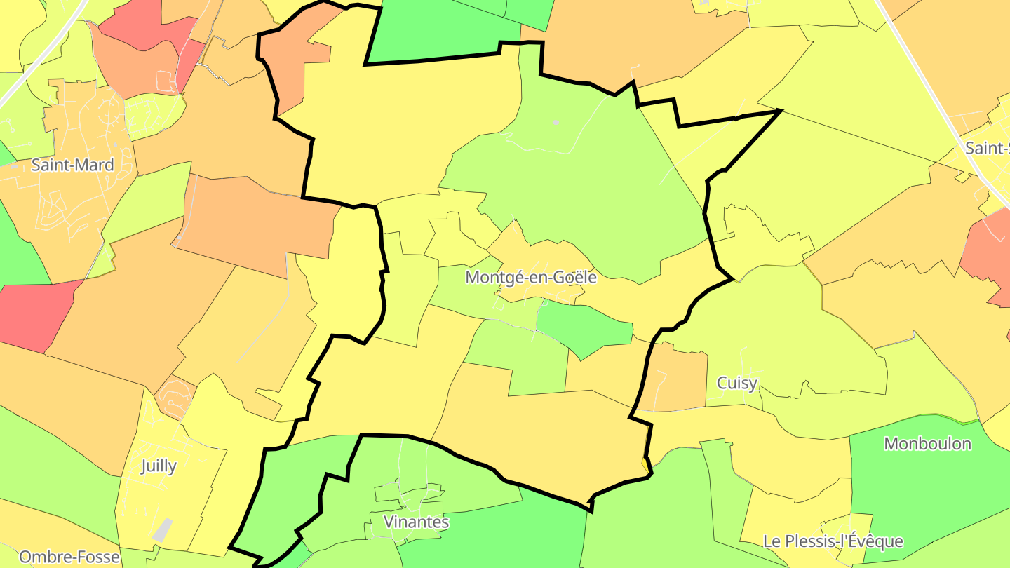 Carte des prix de l'immobilier Montgé-en-Goële