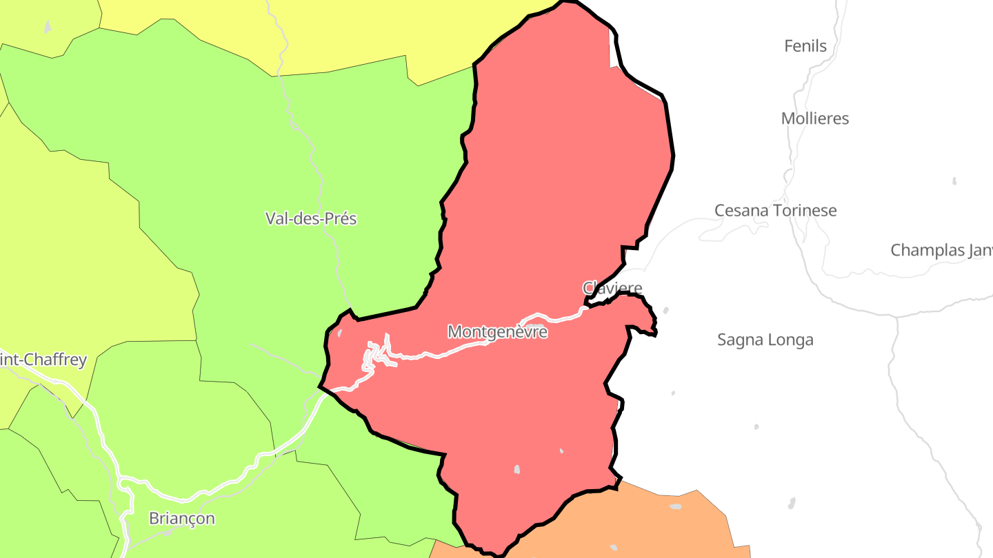 Carte des prix de l'immobilier Montgenèvre