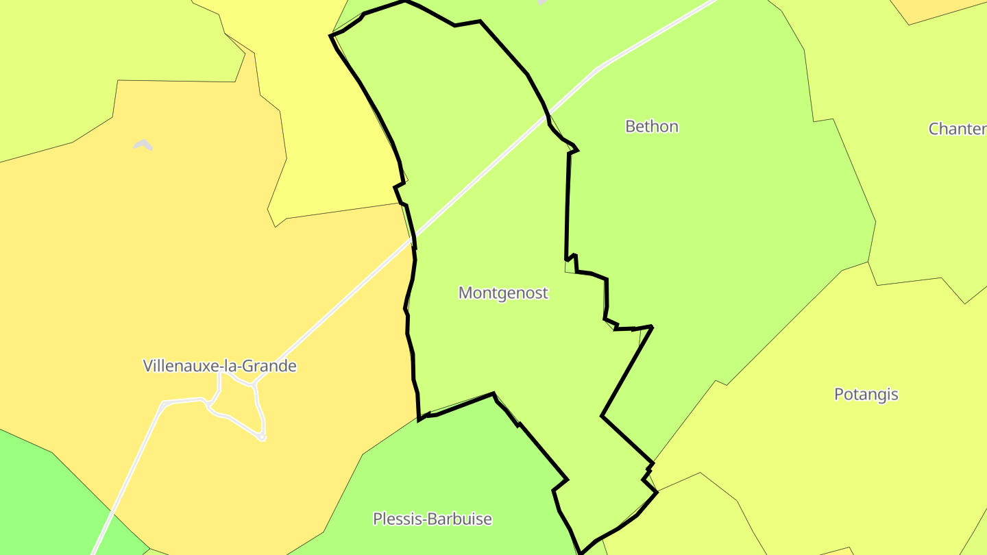 Carte des prix de l'immobilier Montgenost