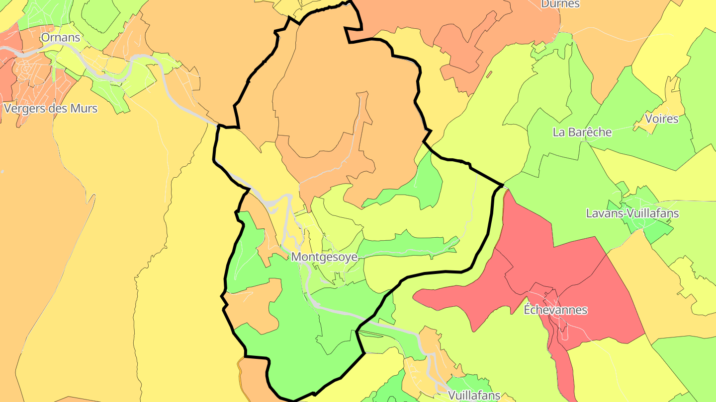 Carte des prix de l'immobilier Montgesoye