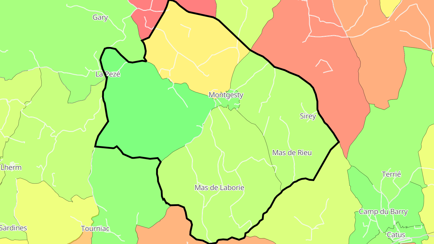 Carte des prix de l'immobilier Montgesty
