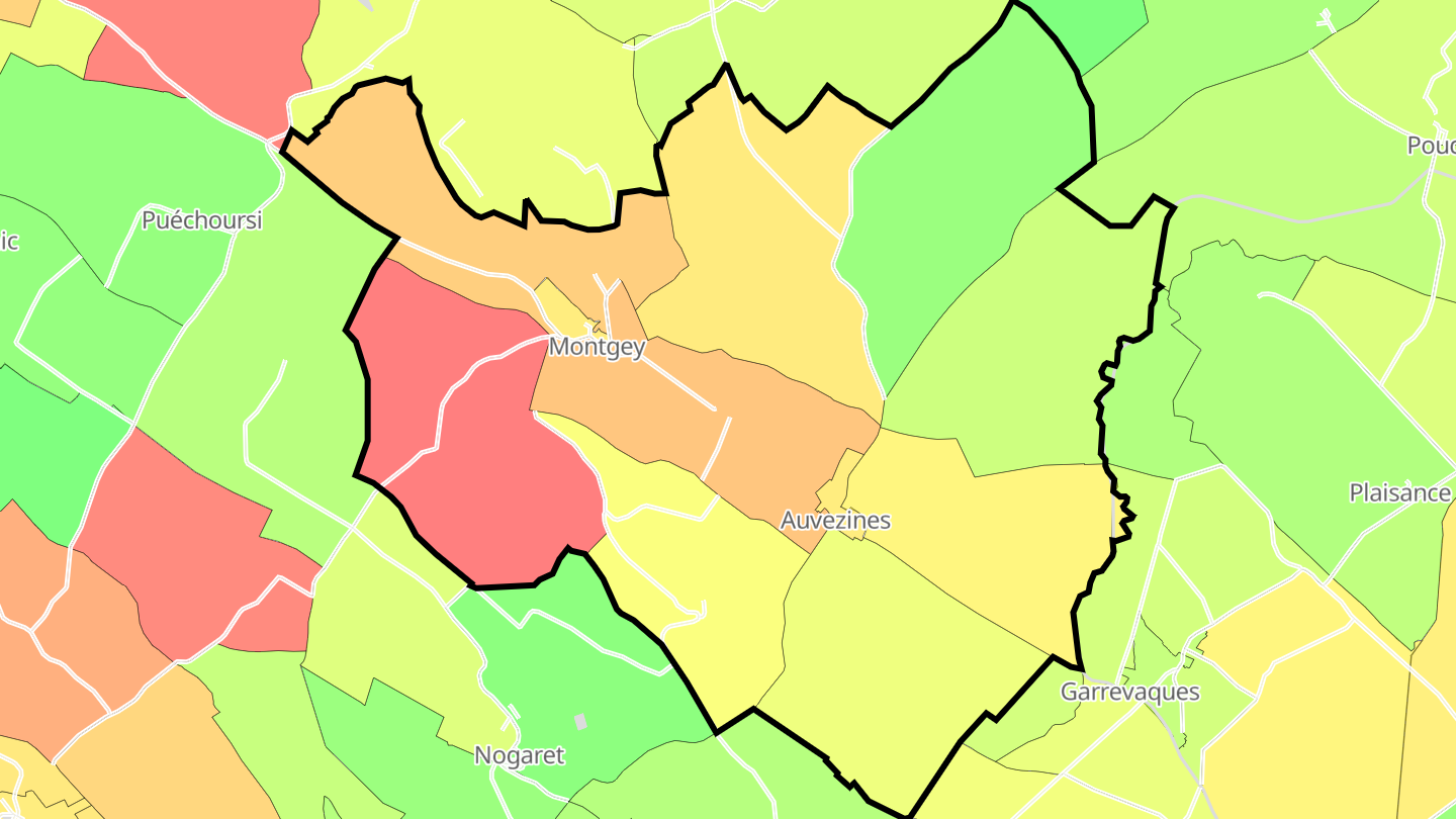 Carte des prix de l'immobilier Montgey