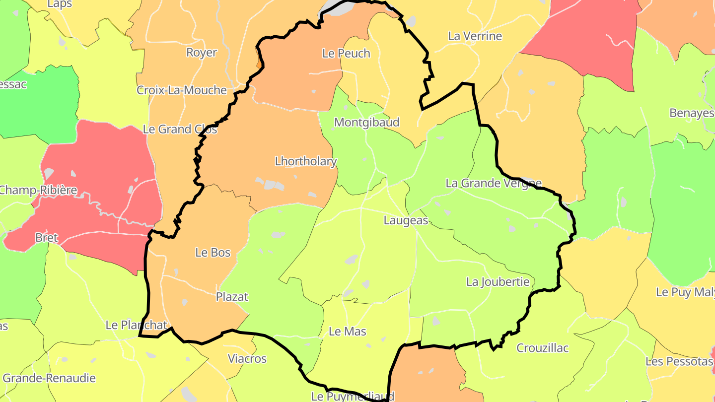 Carte des prix de l'immobilier Montgibaud