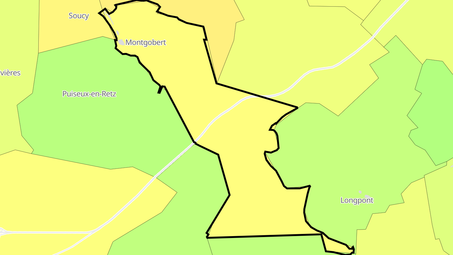 Carte des prix de l'immobilier Montgobert